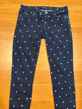 Women’s Dark Blue Floral Embroidered Jeans